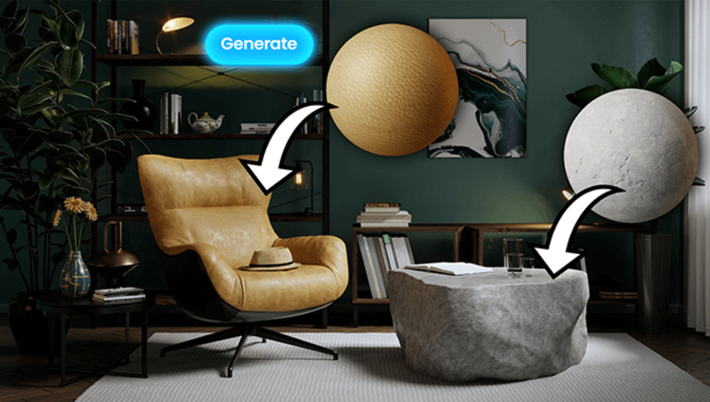 chair in a office room with table that is made of rock